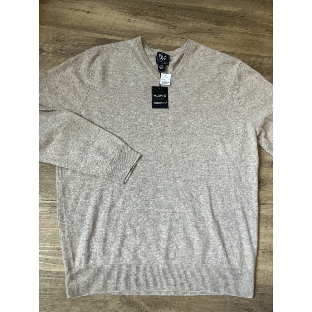 New Jos. A Bank Traveler XXL Pima Cotton Sweater V Neck Beige